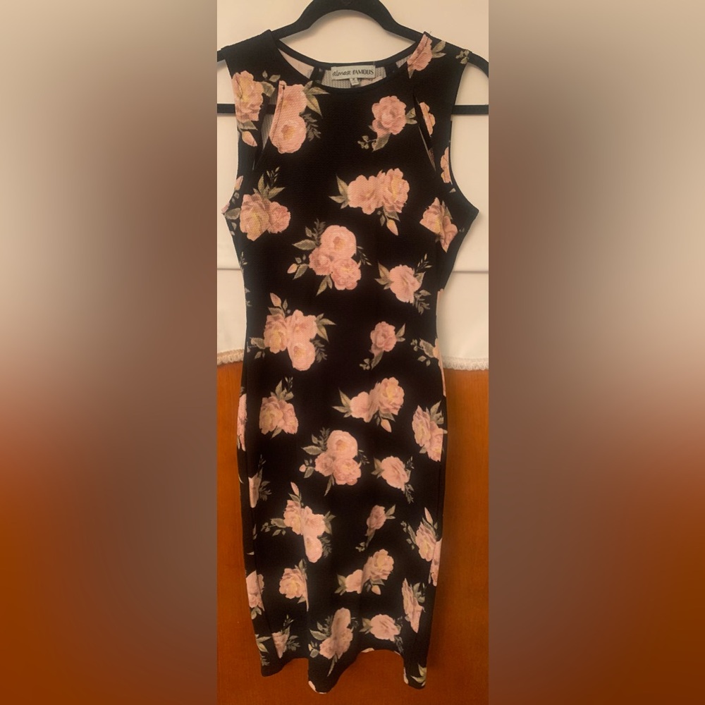 Black bodycon dress with floral design